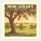 Vintage New Jersey Vierkante Sticker (Voorkant)