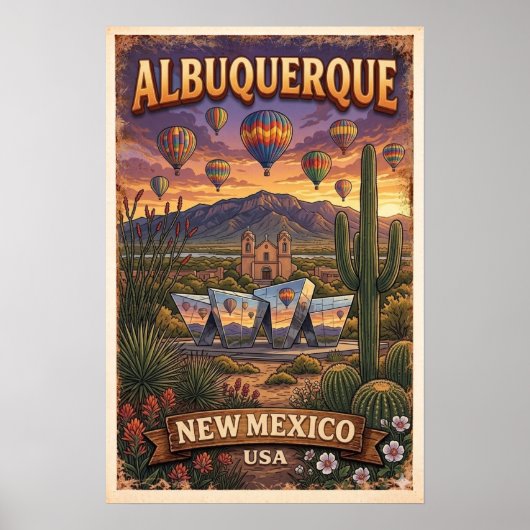 Vintage New Mexico-ballonnenposter Poster (Voorkant)