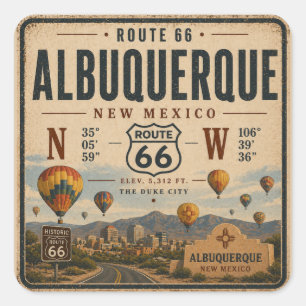 Vintage New Mexico Roadtrip Kunst Vierkante Sticker