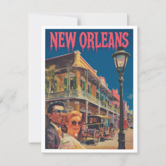 Vintage New Orleans French Quarter Travel Briefkaart
