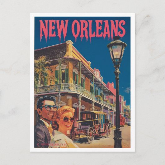 Vintage New Orleans French Quarter Travel Briefkaart (Voorkant)