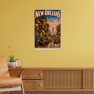 Vintage New Orleans Louisiana Reis Jazz Muurkunst Poster