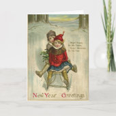 Vintage - New Year Greetings Kaart (Voorkant)