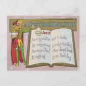 Vintage New Year's Resolution Jester  Briefkaart (Voorkant)