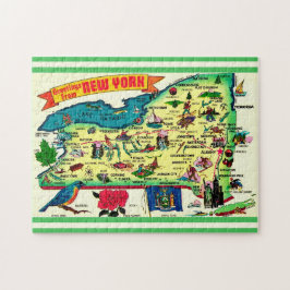 Vintage New York 11x14 staatskaart Legpuzzel