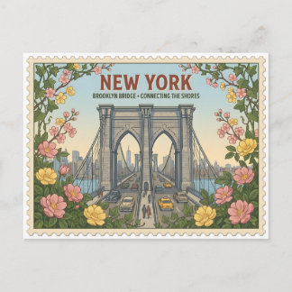 Vintage New York Brooklyn Bridge Silhouette Briefkaart
