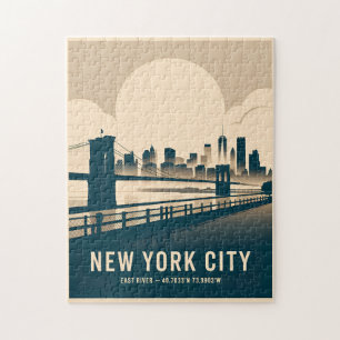 Vintage New York City East River Silhouette WPA St Legpuzzel