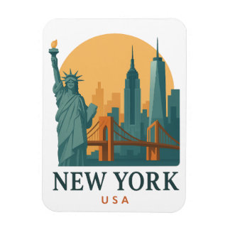 Vintage New York City-magneet – Minimalistische Re Magneet