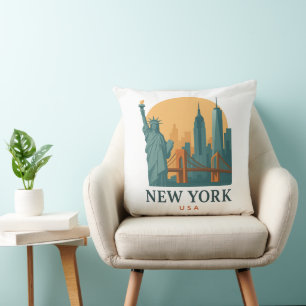 Vintage New York City – Minimalistisch Reisethema Kussen