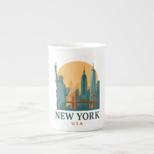 Vintage New York City – Minimalistisch Reisethema Porselein Kop