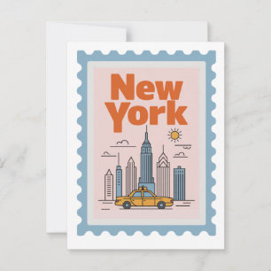 Vintage New York City Reis Minimalistische Silhoue Briefkaart