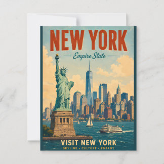 Vintage New York City Silhouette Retro Ansichtkaar Notitiekaartje