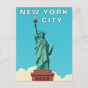 Vintage New York City Standbeeld van de Vrijheid Briefkaart
