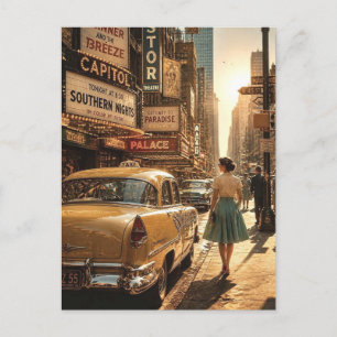 Vintage New York City straat uit de jaren 50 Briefkaart