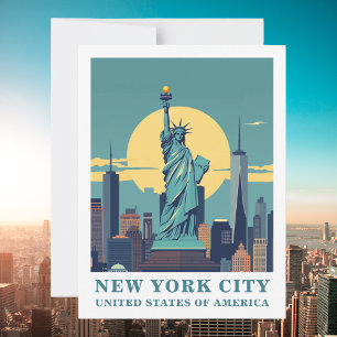 Vintage New York City Vrijheidsbeeld Reizen Briefkaart