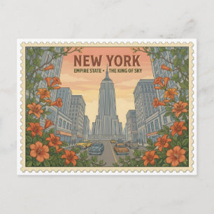 Vintage New York Empire State Building Silhouet Tr Briefkaart