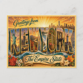 Vintage New York Groet Vanansichtkaart Briefkaart