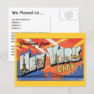 Vintage New York, New York, adreswijziging Aankondigingskaart