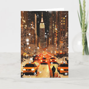Vintage New York NYC stad Kerstkaart Feestdagen Kaart