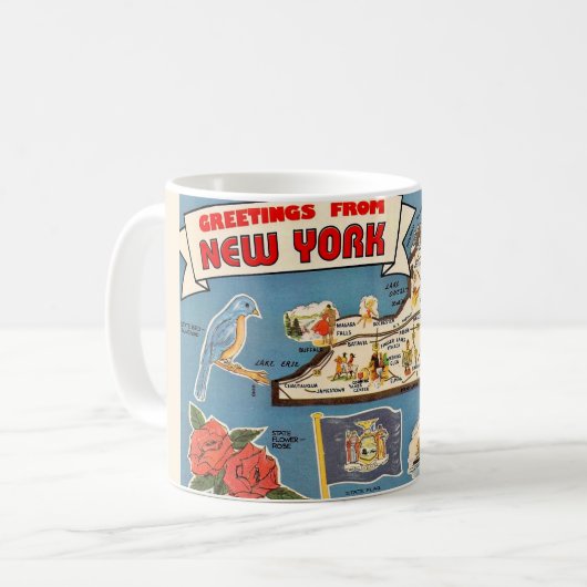 Vintage New York State kaart mok (Voorkant links)