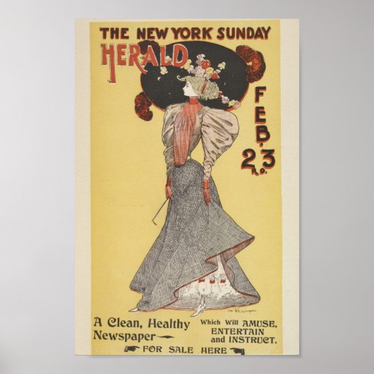 Vintage New York Sunday Herald Hoesje Poster (Voorkant)