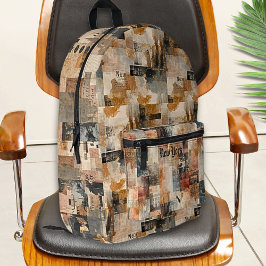 Vintage New York Urban Collage Art Bedrukte Rugzak