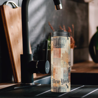 Vintage New York Urban Collage Art Thermosbeker