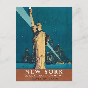 Vintage New York Wonder City Beeld van de Vrijheid Briefkaart