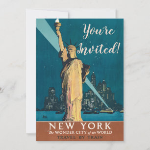 Vintage New York Wonder City Beeld van de Vrijheid Kaart