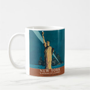 Vintage New York Wonder City Beeld van de Vrijheid Koffiemok