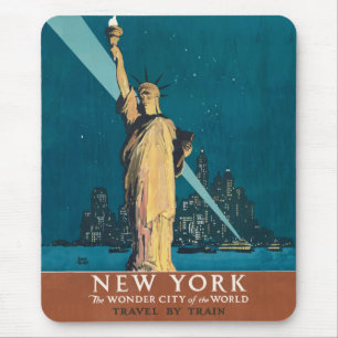 Vintage New York Wonder City Beeld van de Vrijheid Muismat