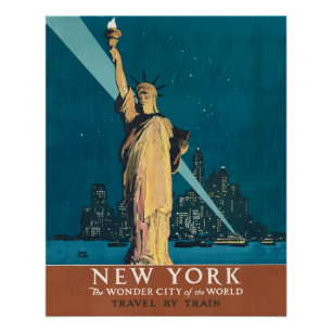 Vintage New York Wonder City Beeld van de Vrijheid Perfect Poster