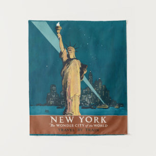 Vintage New York Wonder City Beeld van de Vrijheid Wandkleed