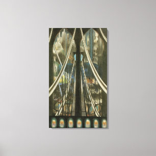 Vintage New Yorkse architectuur, Brooklyn Bridge Canvas Afdruk