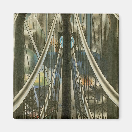 Vintage New Yorkse architectuur, Brooklyn Bridge Magneet (Voorkant)