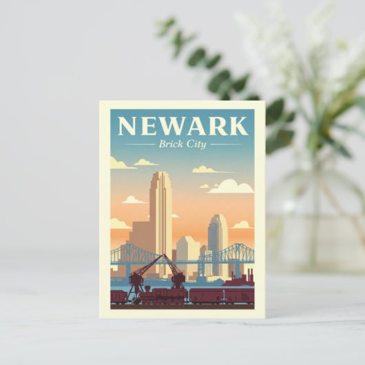 Vintage Newark New Jersey Briefkaart (Staand voorkant)