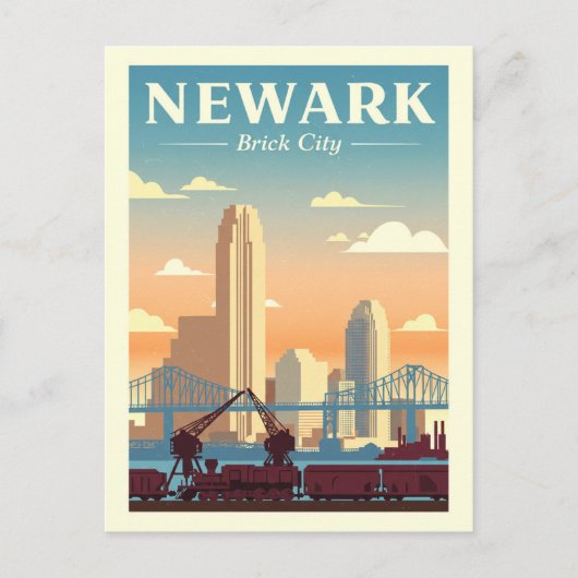 Vintage Newark New Jersey Briefkaart (Voorkant)