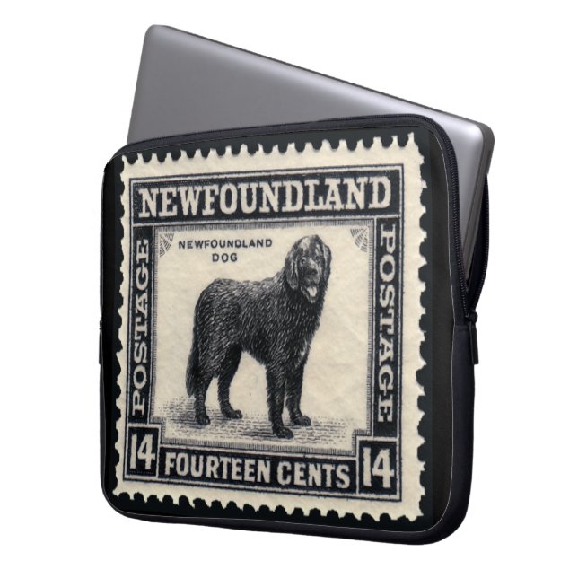Vintage Newfoundland-hond Laptop Sleeve (Voorkant Links)