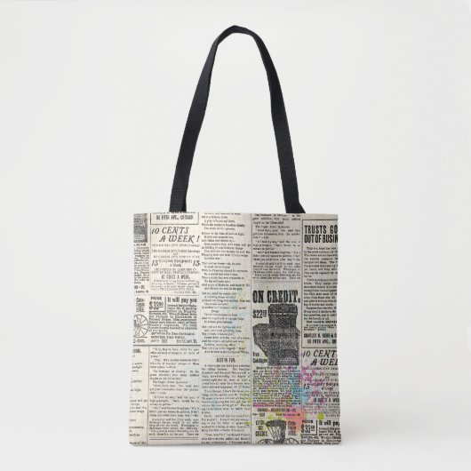 Vintage newspaper advertising tote bag (Voorkant)