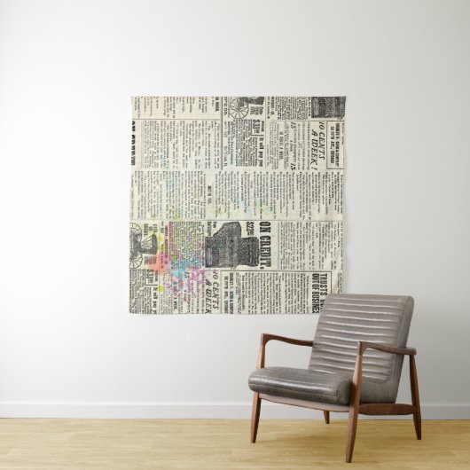 Vintage newspaper advertising wandkleed (In Situ (horizontaal))