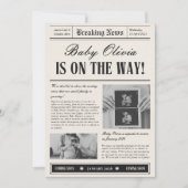Vintage Newspaper Baby Announcement Invitation Kaart (Voorkant)