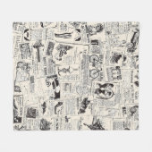 Vintage Newspaper   Fleece Deken (Voorkant (Horizontaal))