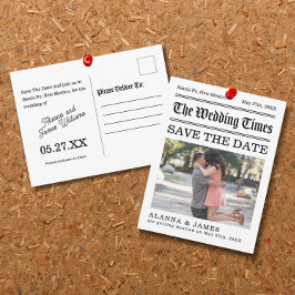 Vintage Newspaper Headline Photo Save the Date Briefkaart
