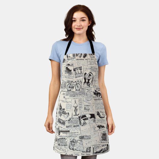 Vintage Newspaper Schort (Gedragen)