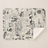 Vintage Newspaper Sherpa Deken (Voorkant (horizontaal))
