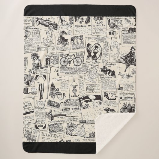 Vintage Newspaper   Sherpa Deken (Voorkant)