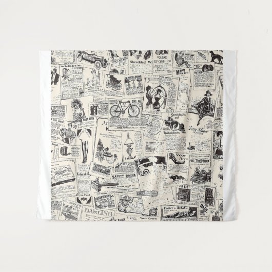 Vintage Newspaper Wandkleed (Voorkant (horizontaal))