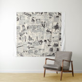 Vintage Newspaper Wandkleed (In Situ (horizontaal))