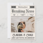 Vintage Newspaper Wedding Kaart (Voorkant)