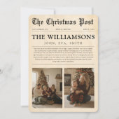 Vintage Newspaper What a Year Family Christmas Feestdagenkaart (Voorkant)